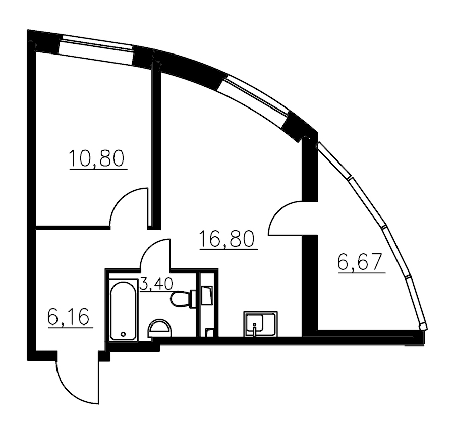 1-комнатная квартира 37.16 м², 22/23 эт., ЖК «Город Первых»
